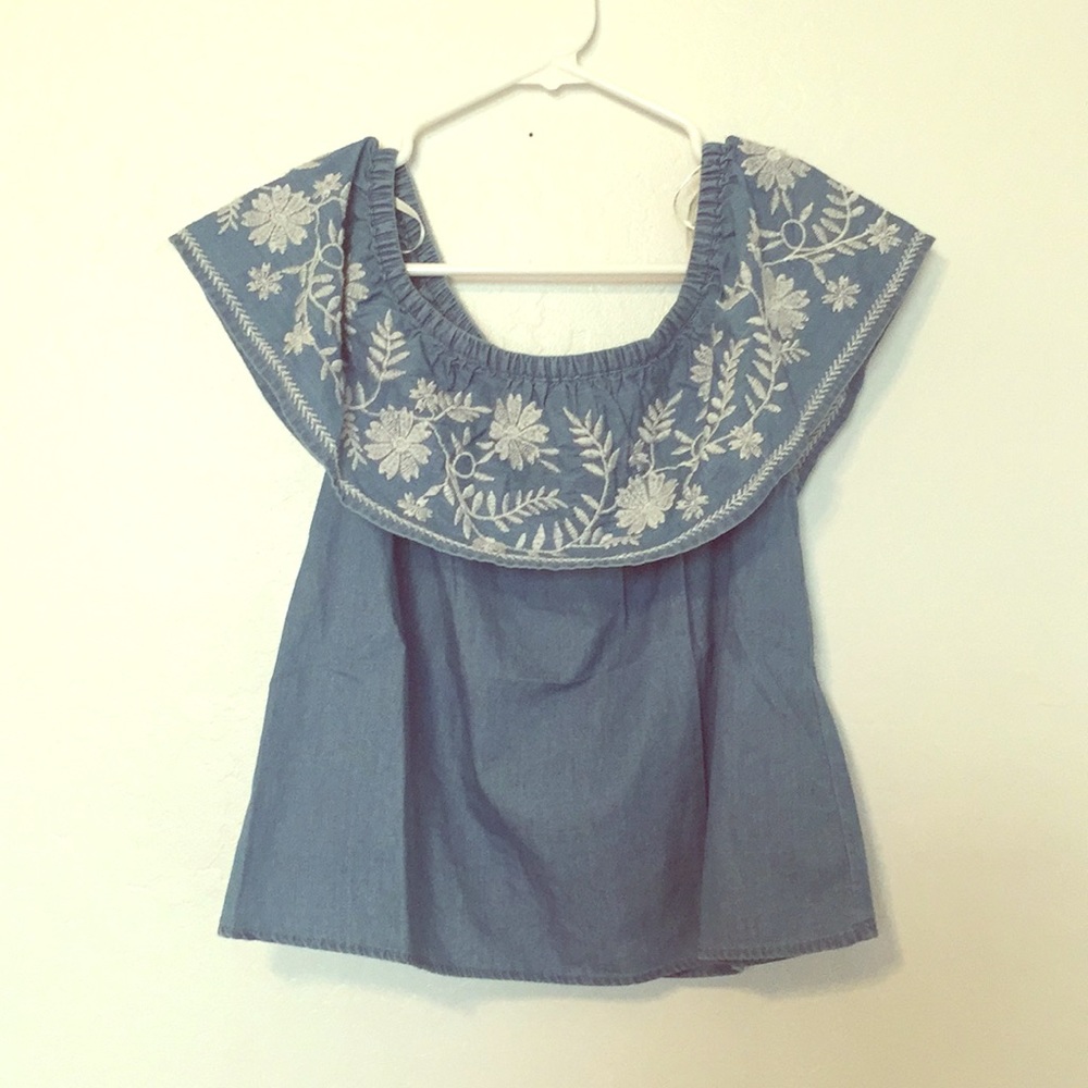 Blue off the shoulder top